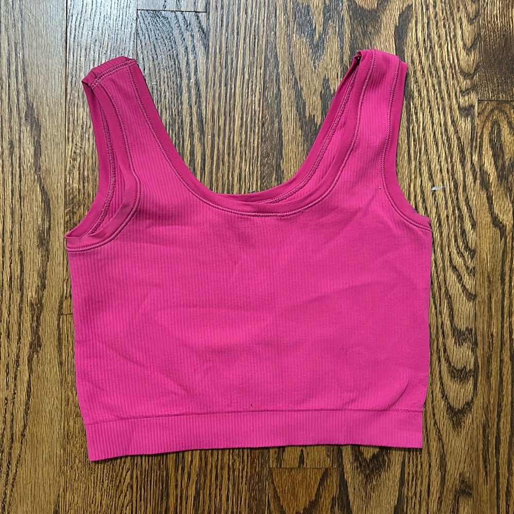 Neon pink Athleta ribbed tank top